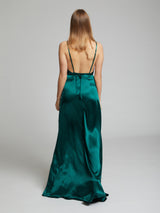 Green silk cocktail dress