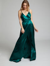 Green silk cocktail dress