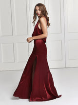 Red silk top and skirt