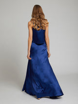 Lena navy silk skirt & top set