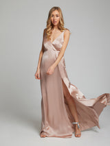 The Romee silk dress in blush pink, worn by Sophie Habboo