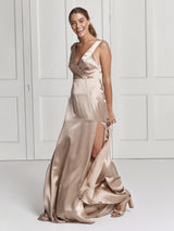 The Romee champagne silk dress