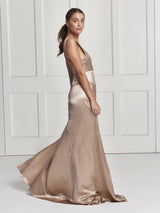The Romee champagne silk dress