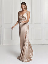 The Romee champagne silk dress