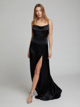 Salome silk dress in black