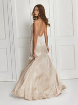 The Salome silk bridesmaid dress in champagne colour