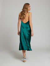 The Selah midi silk dress in winter green worn by Sophia Habboo