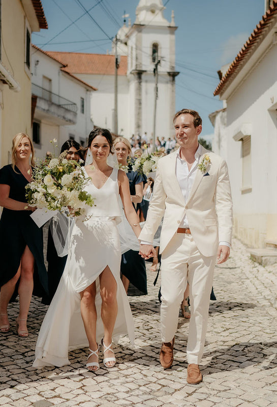 Ivory wedding separate for warm weather at foreign wedding