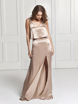 Alma silk skirt and top in champagne colour