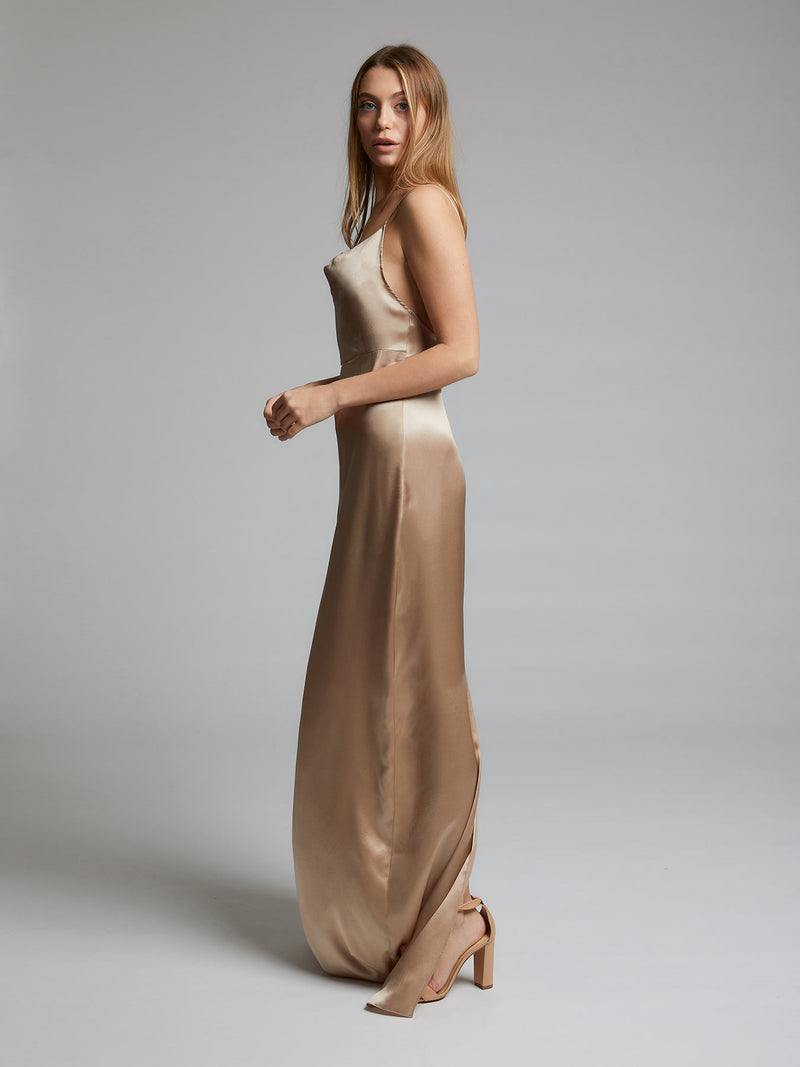 Charlotte champagne silk dress