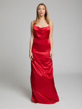 The Charlotte silk slip dress in red