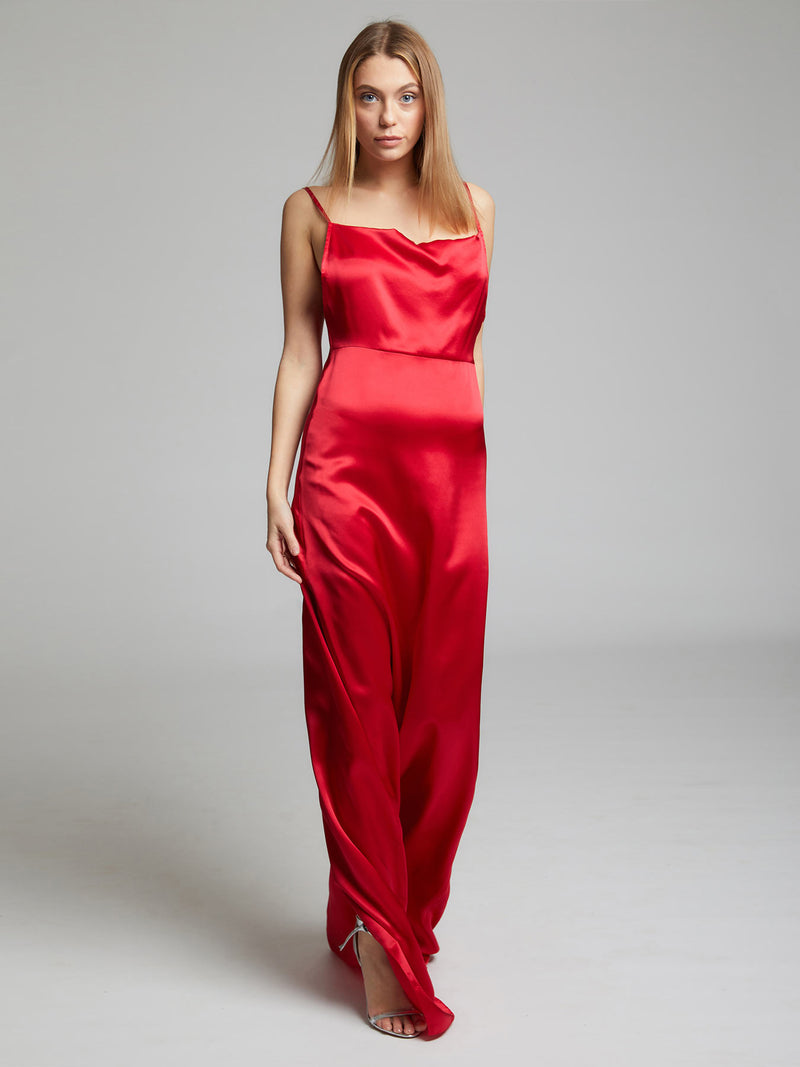 The Charlotte silk slip dress in red