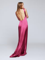 The Romee deep pink silk bridesmaid dress