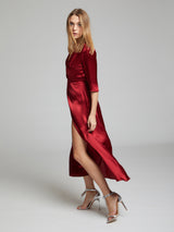 The Diana evening and occasion dress in deep red made from 100% silk