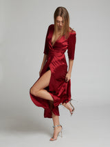 The Diana evening and occasion dress in deep red made from 100% silk