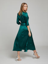The Diana midi silk dress in winter green worn by Heloise Agostinelli