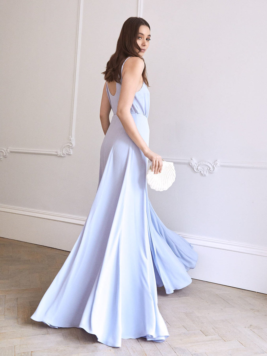 The Ella heather blue / lavender bridesmaid dress