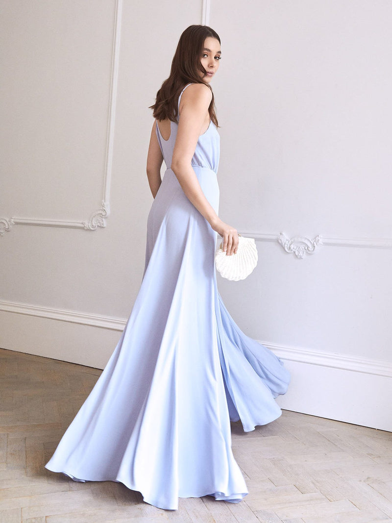 The Ella heather blue / lavender bridesmaid dress