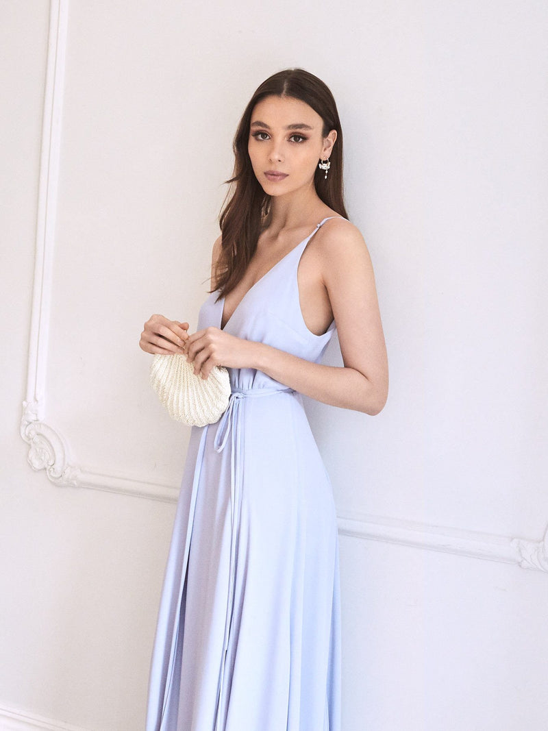 The Ella heather blue / lavender bridesmaid dress