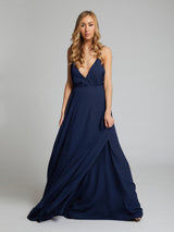 Evelyn wrap navy blue dress