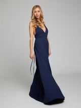 Evelyn wrap navy blue dress