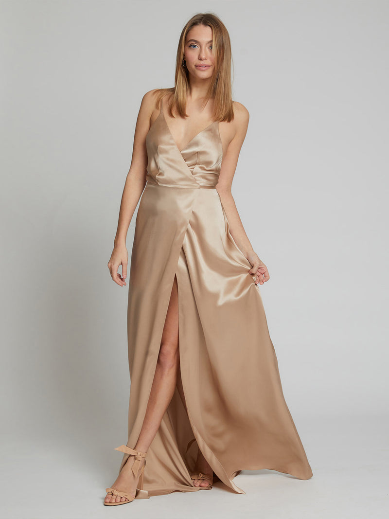 The Grace champagne silk dress
