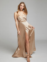 The Grace champagne silk dress