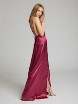 The Grace silk dress in deep pink worn by Heloise Agostinelli