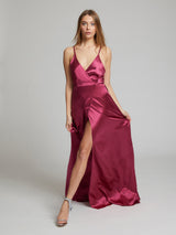 The Grace silk dress in deep pink worn by Heloise Agostinelli