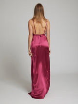 The Grace silk dress in deep pink worn by Heloise Agostinelli