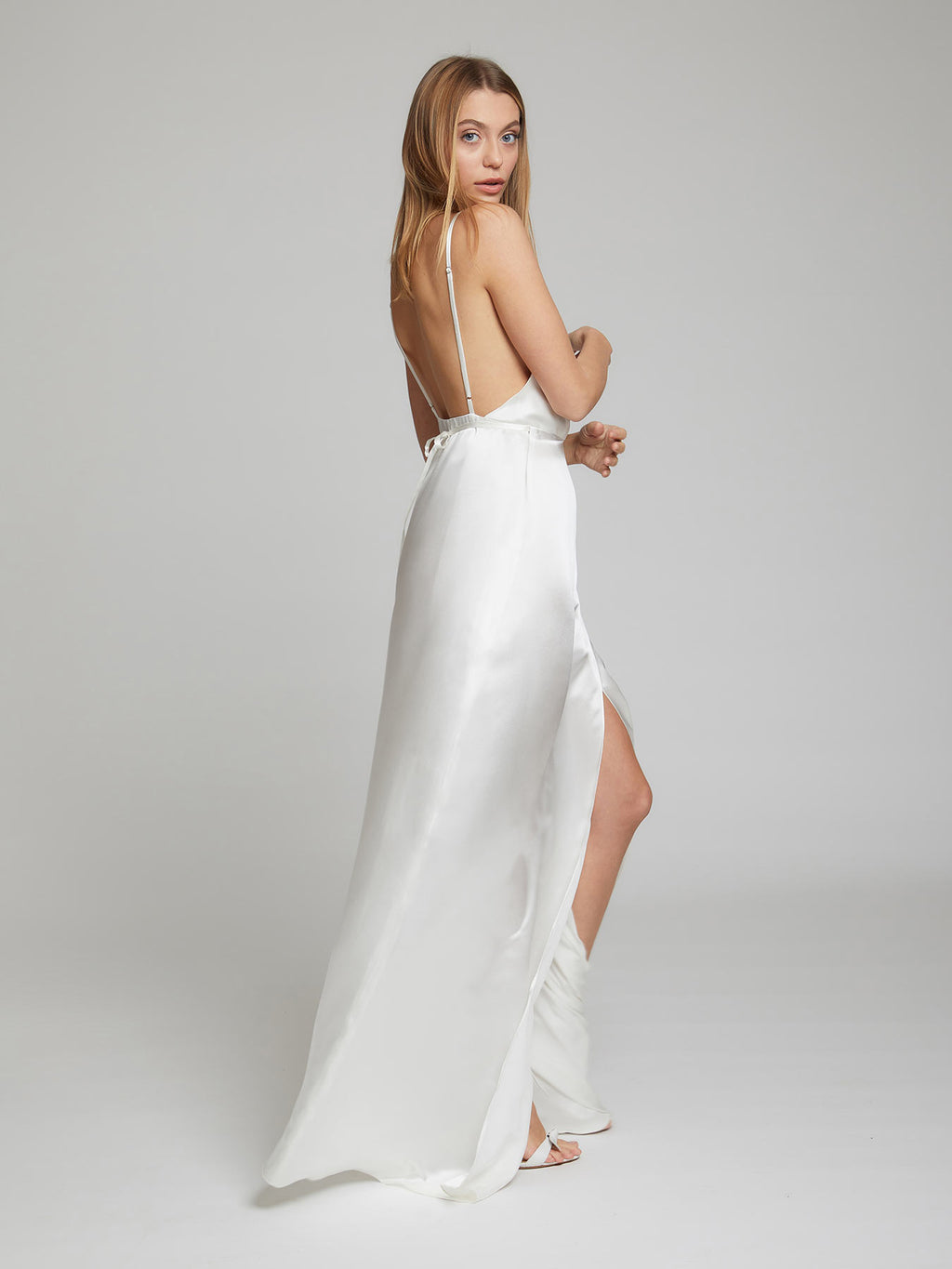 The Grace white silk dress worn by Heloise Agostinelli