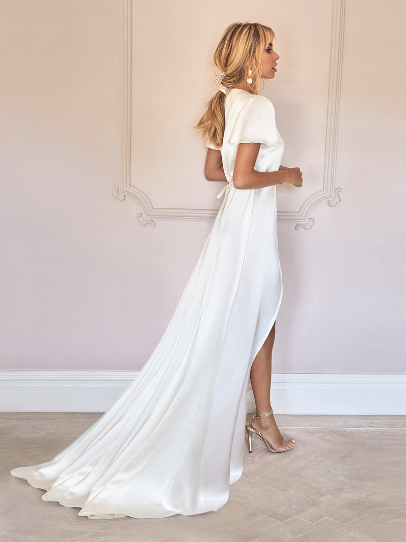 The Harriet Wedding Dress is a beautiful bride gown made from our luxe heavy-weight ivory silk in our London studio.