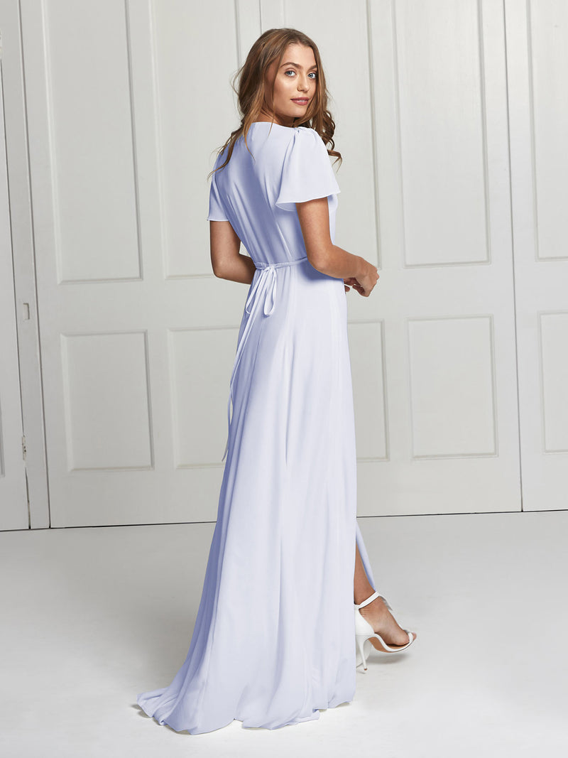 The Jeanne heather blue wrap dress