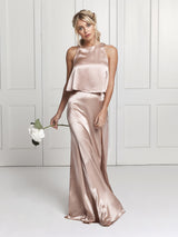 The Lena two piece skirt & top bridesmaid dress in blush pink