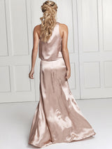 The Lena two piece skirt & top bridesmaid dress in blush pink