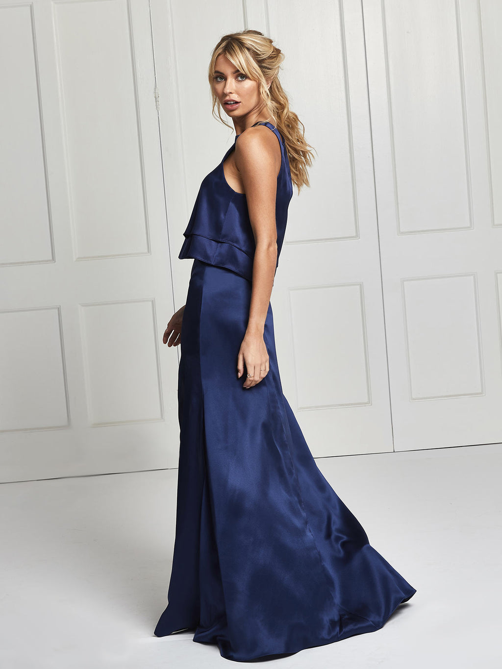 Navy silk skirt & top set