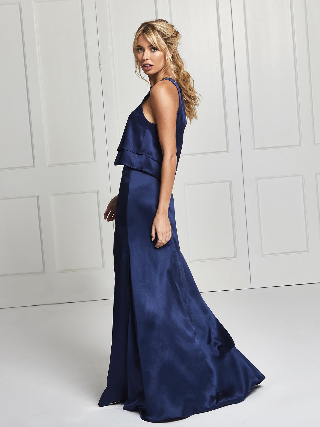 Navy silk skirt & top set