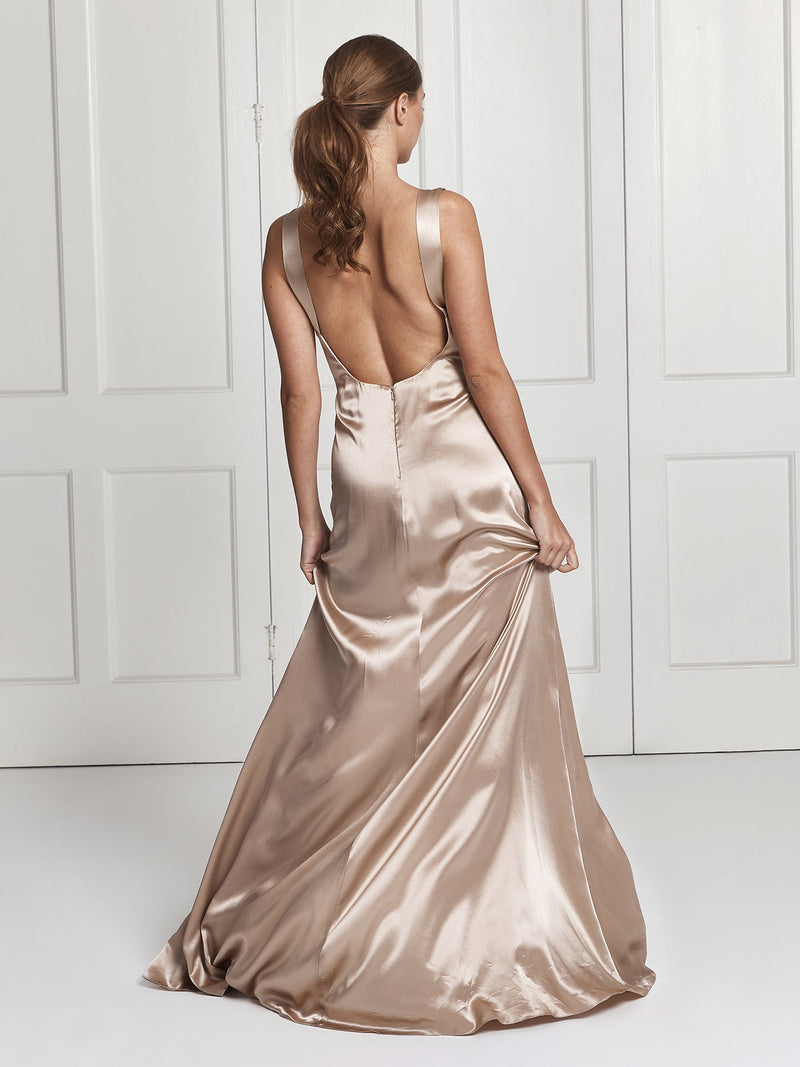 The Romee champagne silk dress