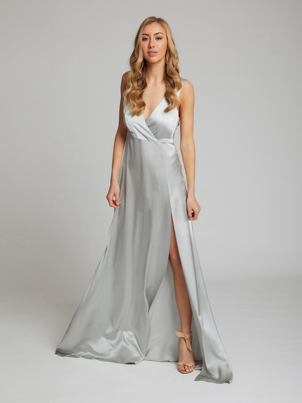 The Romee silver silk dress