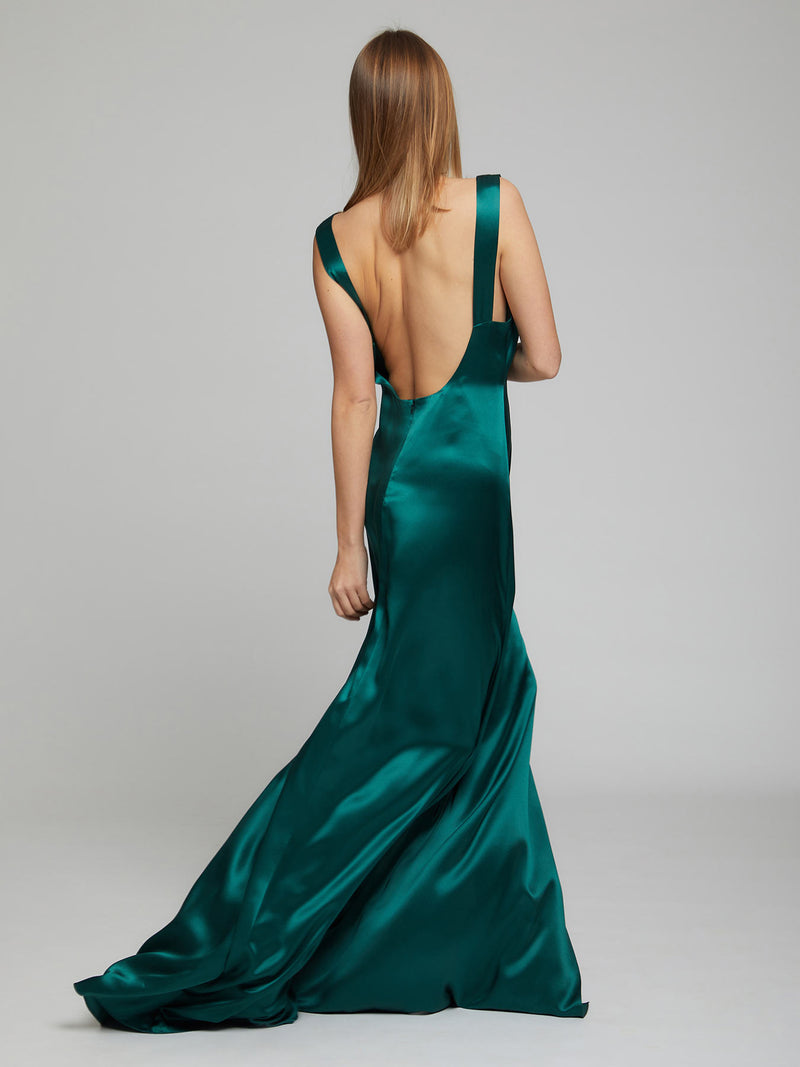 The Romee winter green silk dress