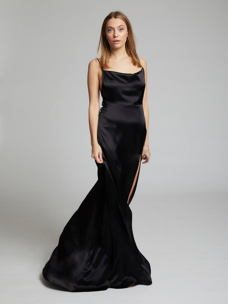 Salome silk dress in black