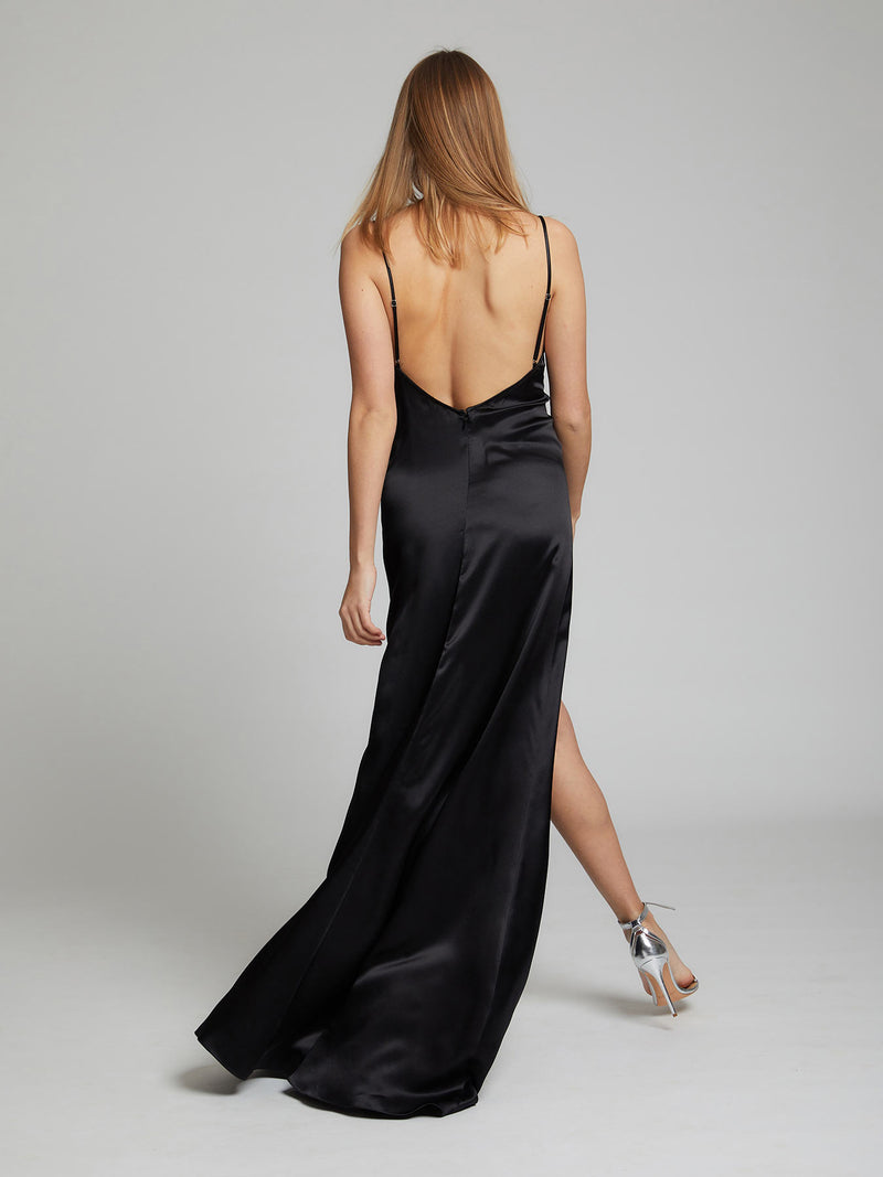 Salome silk dress in black