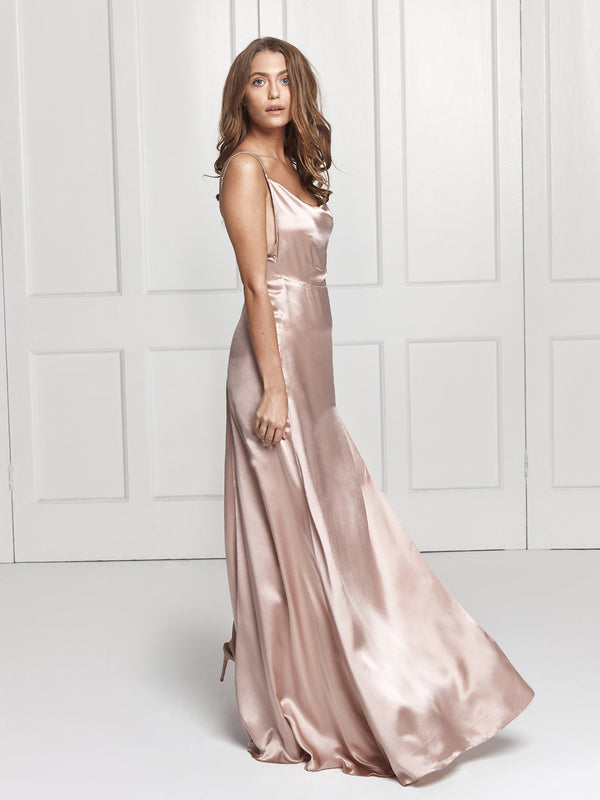 Salome silk dress in blush