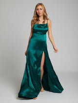 Salome silk dress in winter green