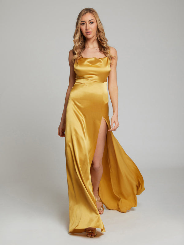 Salome gold silk dress