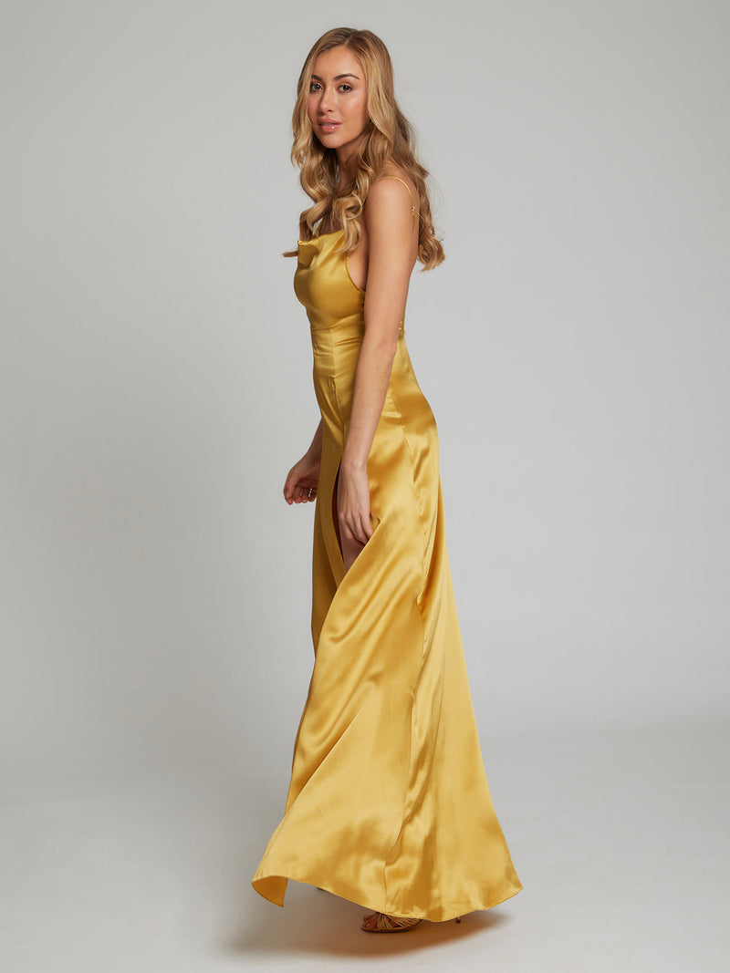 Salome gold silk dress