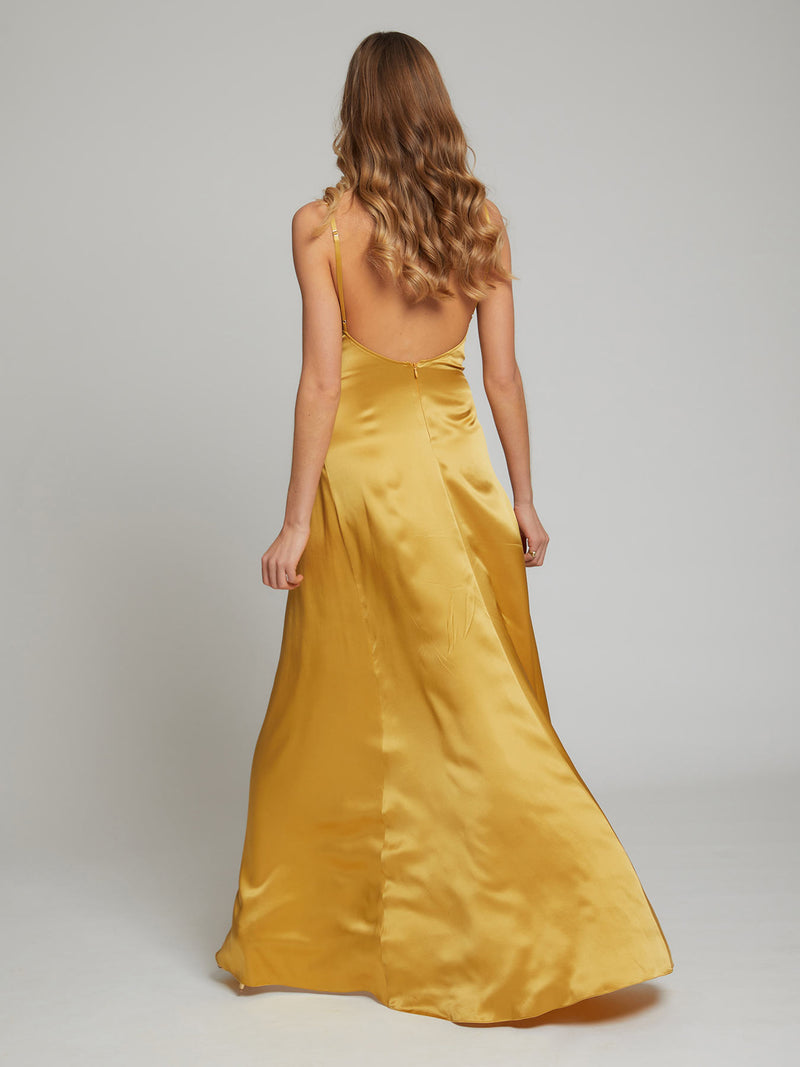Salome gold silk dress