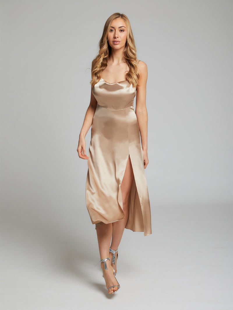 Champagne silk dress