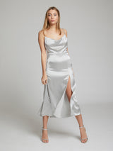 Selah midi lenth silk dress in Silver