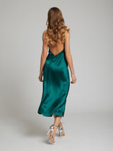 The Selah midi silk dress in winter green worn by Sophia Habboo